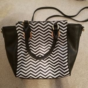 Black and white chevron purse